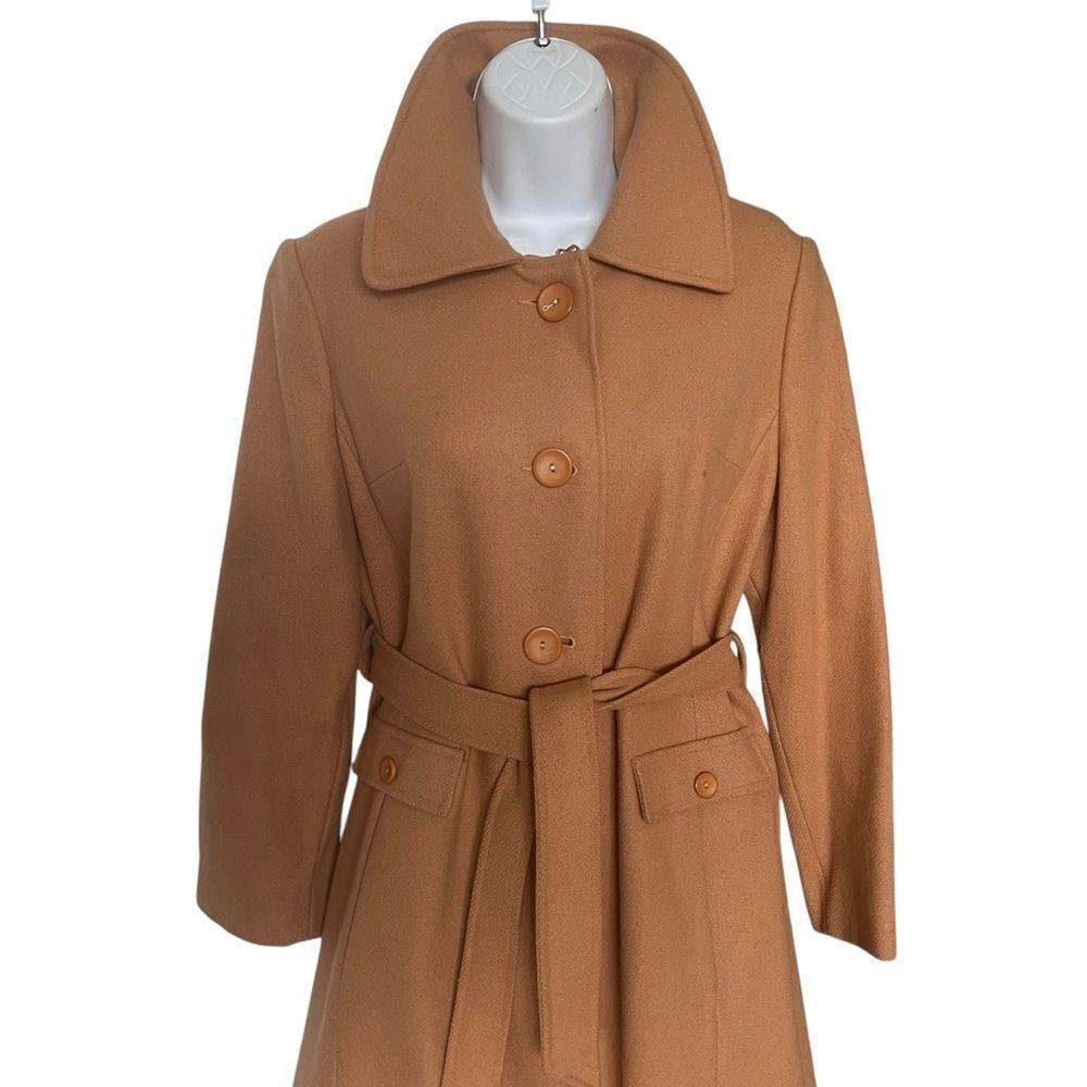 Vintage Classic Camel Wool Blend Coat - Size 10 - Picture 2 of 7